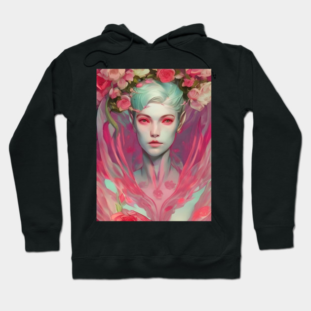 angel flower manga Hoodie by animegirlnft
