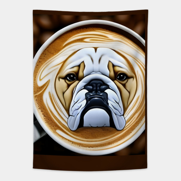dog latte cup Tapestry by animegirlnft