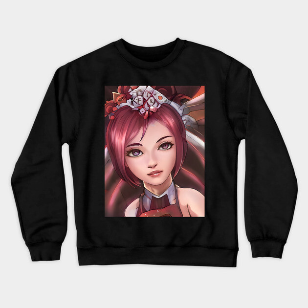 red hair anime girl Crewneck Sweatshirt by animegirlnft
