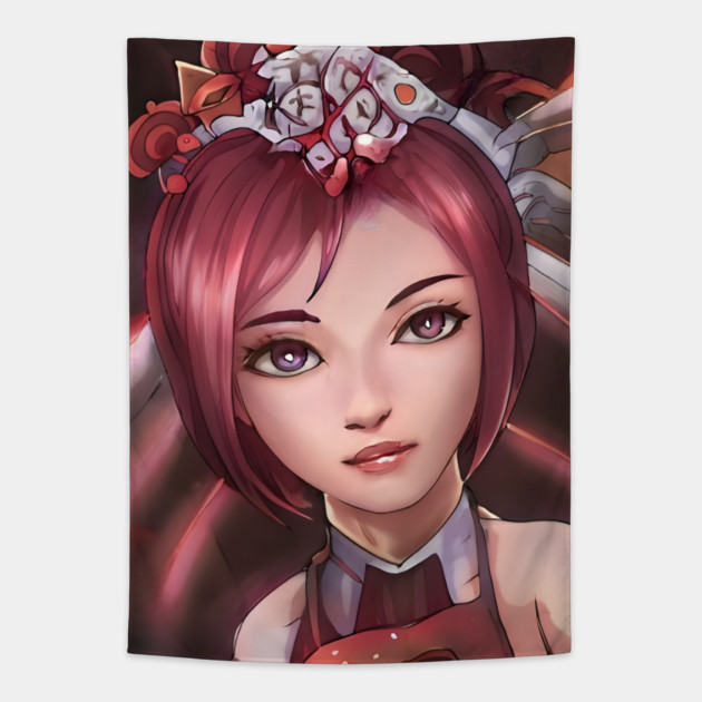 red hair anime girl Tapestry by animegirlnft