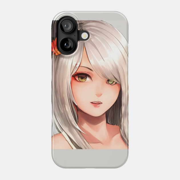 white hair anime art Phone Case by animegirlnft