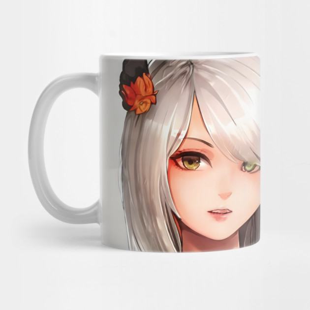 white hair anime art by animegirlnft