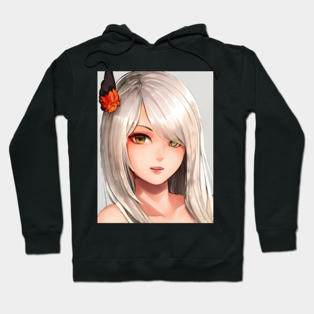white hair anime art Hoodie by animegirlnft