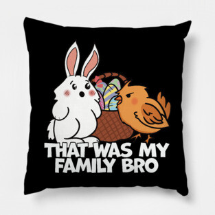 Rabbit and Chick That Was My Family Bro Easter Bunny Pillow