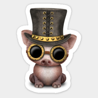 Steampunk Baby Pig Sticker
