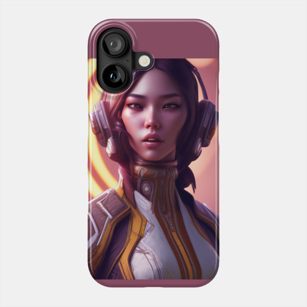 cyber girl with ear phone Phone Case by animegirlnft