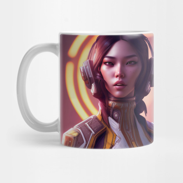 cyber girl with ear phone by animegirlnft