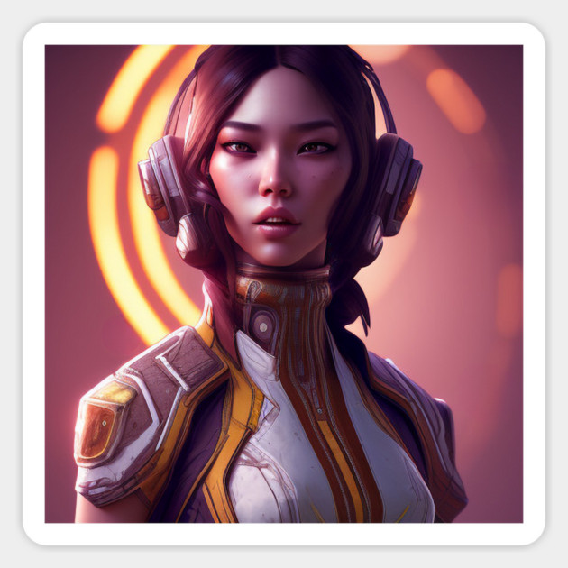 cyber girl with ear phone Sticker by animegirlnft