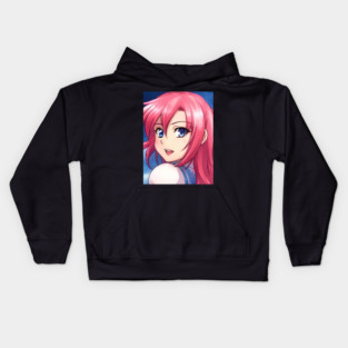 manga pink hair anime girl Kids Hoodie