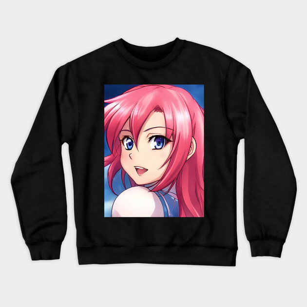 manga pink hair anime girl Crewneck Sweatshirt by animegirlnft