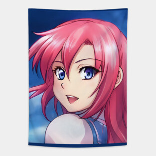 manga pink hair anime girl Tapestry