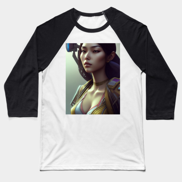 cyber girl with camera Baseball T-Shirt by animegirlnft