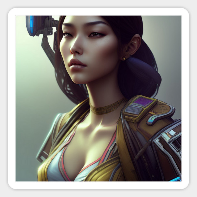 cyber girl with camera Magnet by animegirlnft