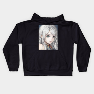 manga cosplay otaku  girl with hair white Kids Hoodie