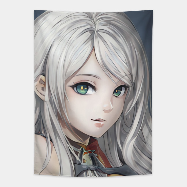 manga cosplay otaku  girl with hair white Tapestry by animegirlnft