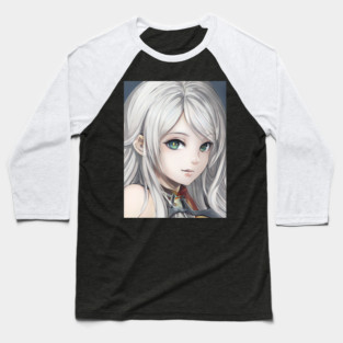 manga cosplay otaku  girl with hair white Baseball T-Shirt