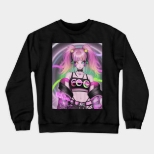 sexy yellow green  eyes manga fashion girl Crewneck Sweatshirt