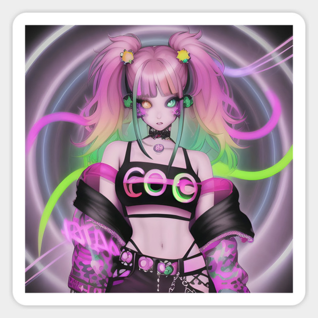 sexy yellow green  eyes manga fashion girl Magnet by animegirlnft