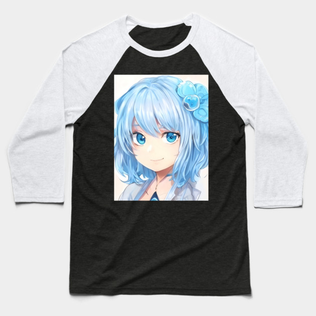 anime gift manga girl blue hair Baseball T-Shirt by animegirlnft