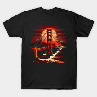 Golden Gate Bridge Pixel Art T-Shirt
