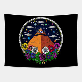 Egyptian Pyramid Alien UFO Tapestry