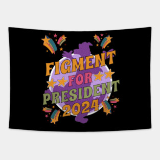 Figment For President 2024 world showcase Theme Park Distressed Design Tapestry