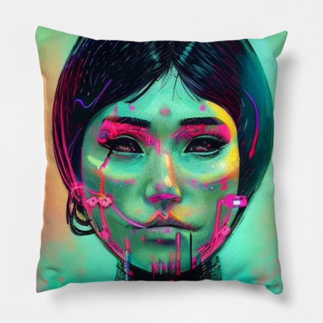 otaku girl anime face Pillow by animegirlnft