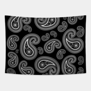 Paisleys on black Tapestry