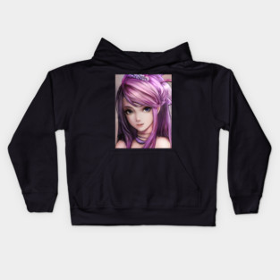 Anime Manga Girl Pink Hair Kids Hoodie