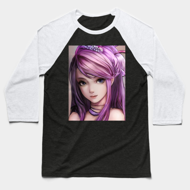 Anime Manga Girl Pink Hair Baseball T-Shirt by animegirlnft
