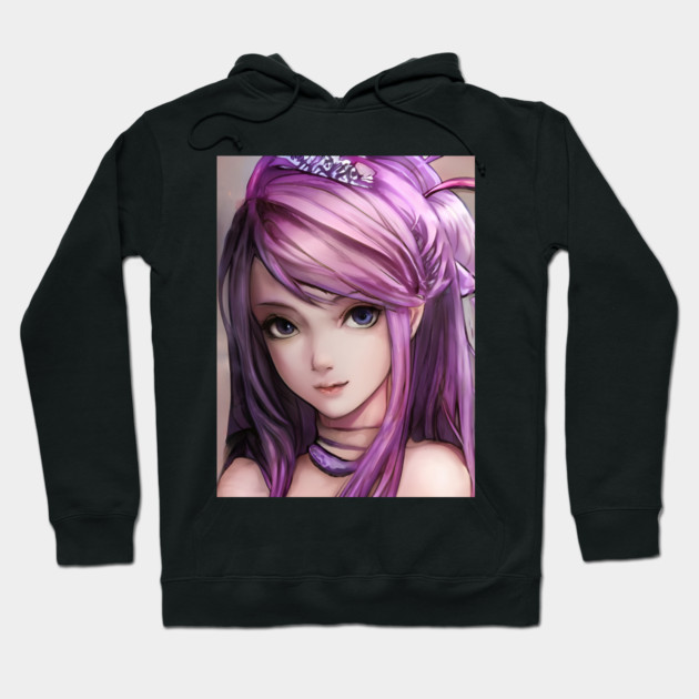 Anime Manga Girl Pink Hair Hoodie by animegirlnft