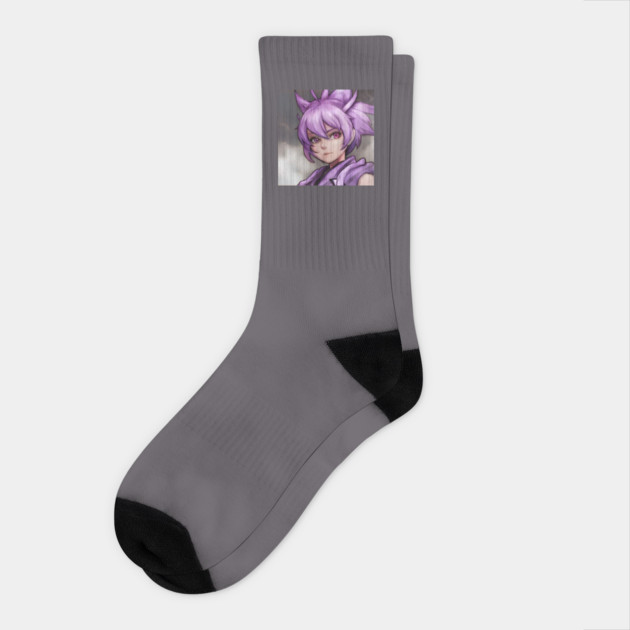 Anime Boy Purple Hair Manga Pink Eye Socks by animegirlnft