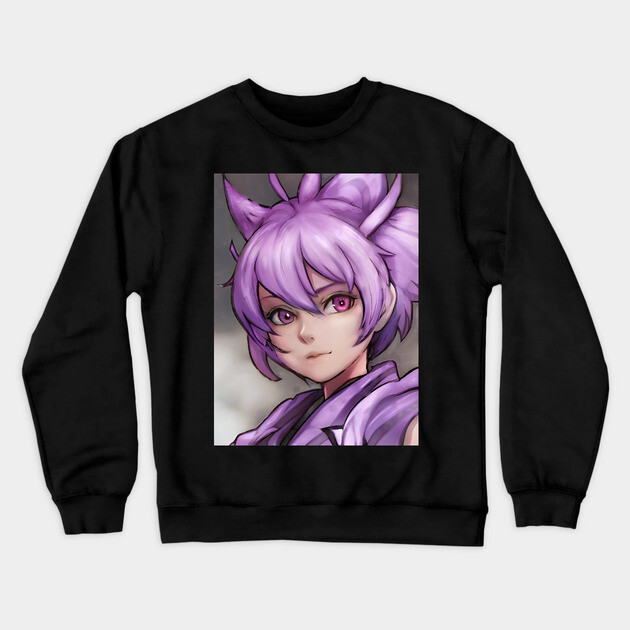 Anime Boy Purple Hair Manga Pink Eye Crewneck Sweatshirt by animegirlnft