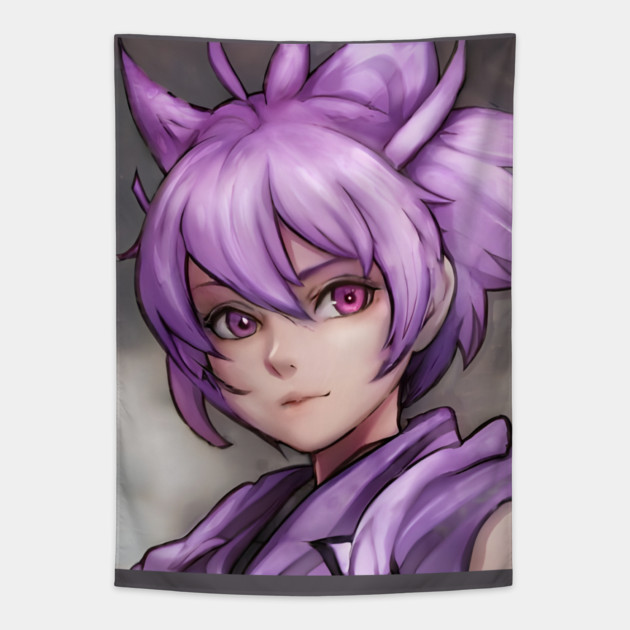 Anime Boy Purple Hair Manga Pink Eye Tapestry by animegirlnft