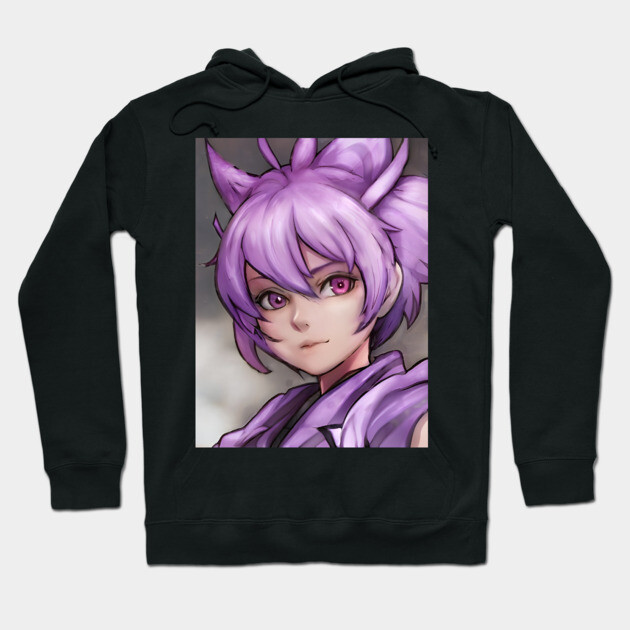 Anime Boy Purple Hair Manga Pink Eye Hoodie by animegirlnft