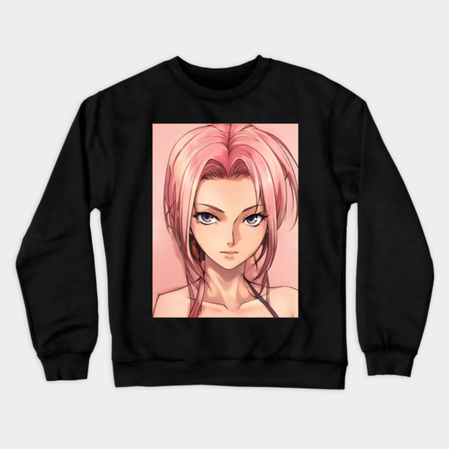 Manga charaters Anime Girl Pink Body Crewneck Sweatshirt by animegirlnft