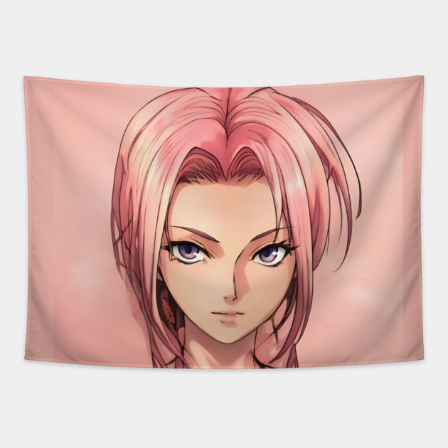 Manga charaters Anime Girl Pink Body Tapestry by animegirlnft