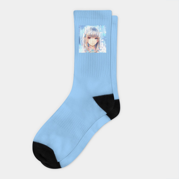 Flower Awesome Anime Girl Manga Socks by animegirlnft