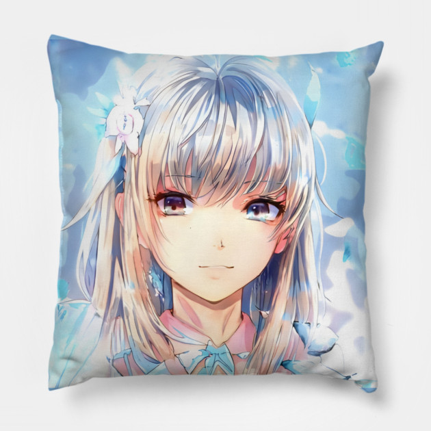 Flower Awesome Anime Girl Manga Pillow by animegirlnft
