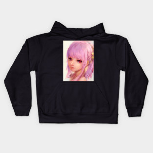 Manga Girl Pink Hair & Red Eyes Kids Hoodie