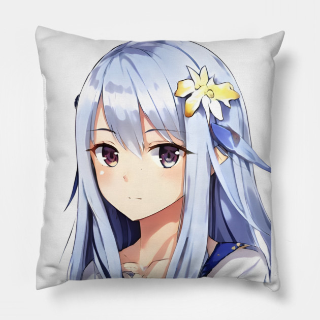Anime Girl Face is Daydreaming Pillow by animegirlnft