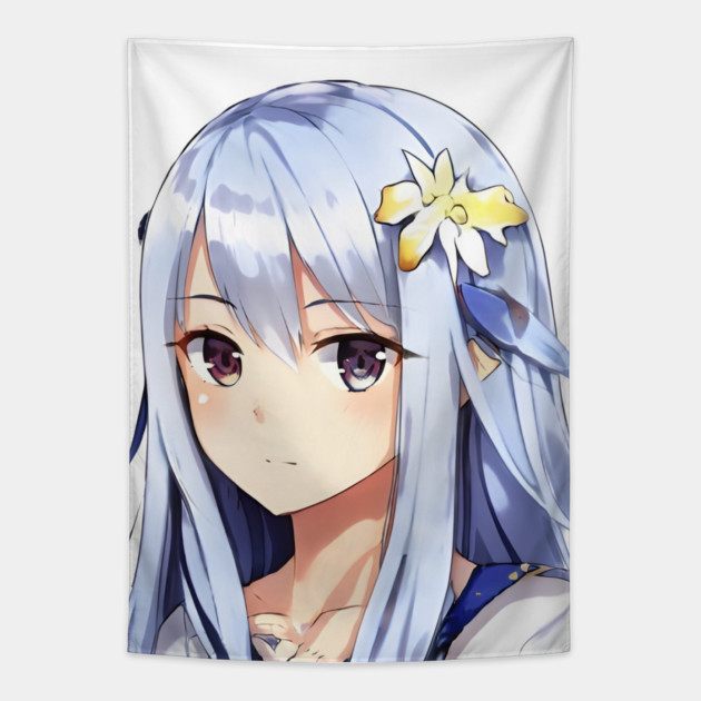 Anime Girl Face is Daydreaming Tapestry by animegirlnft