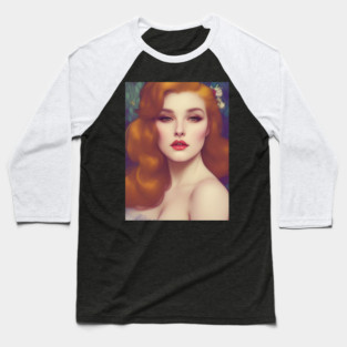 Elegant red hair beautiful lady Baseball T-Shirt