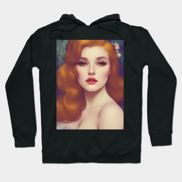 Elegant red hair beautiful lady Hoodie by animegirlnft
