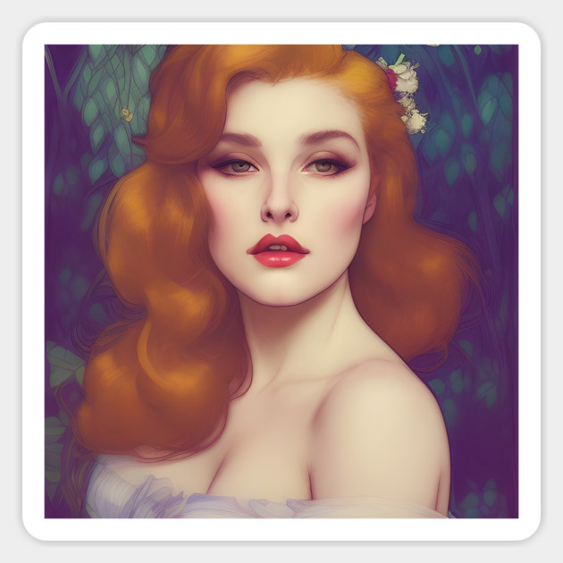 Elegant red hair beautiful lady Magnet by animegirlnft