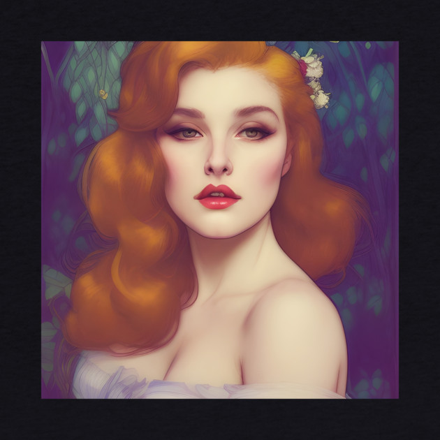 Elegant red hair beautiful lady by animegirlnft