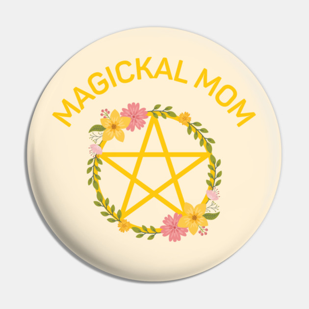 Magickal Mom Midsummer Floral Pentacle Cheeky Witch® Pin by Cheeky Witch