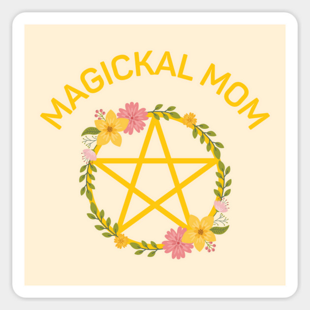 Magickal Mom Midsummer Floral Pentacle Cheeky Witch® Magnet by Cheeky Witch