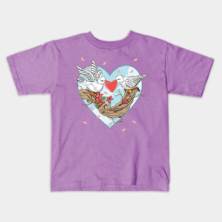 Romantic Birds in Love Valentine Kids T-Shirt