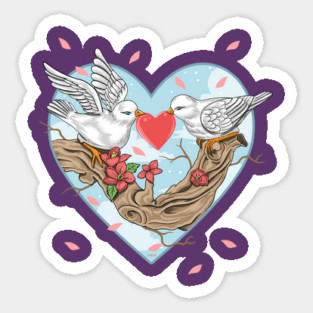 Romantic Birds in Love Valentine Sticker